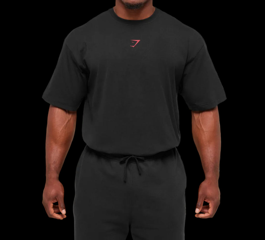 Gymshark power Tshirt Black/Conditioning Red