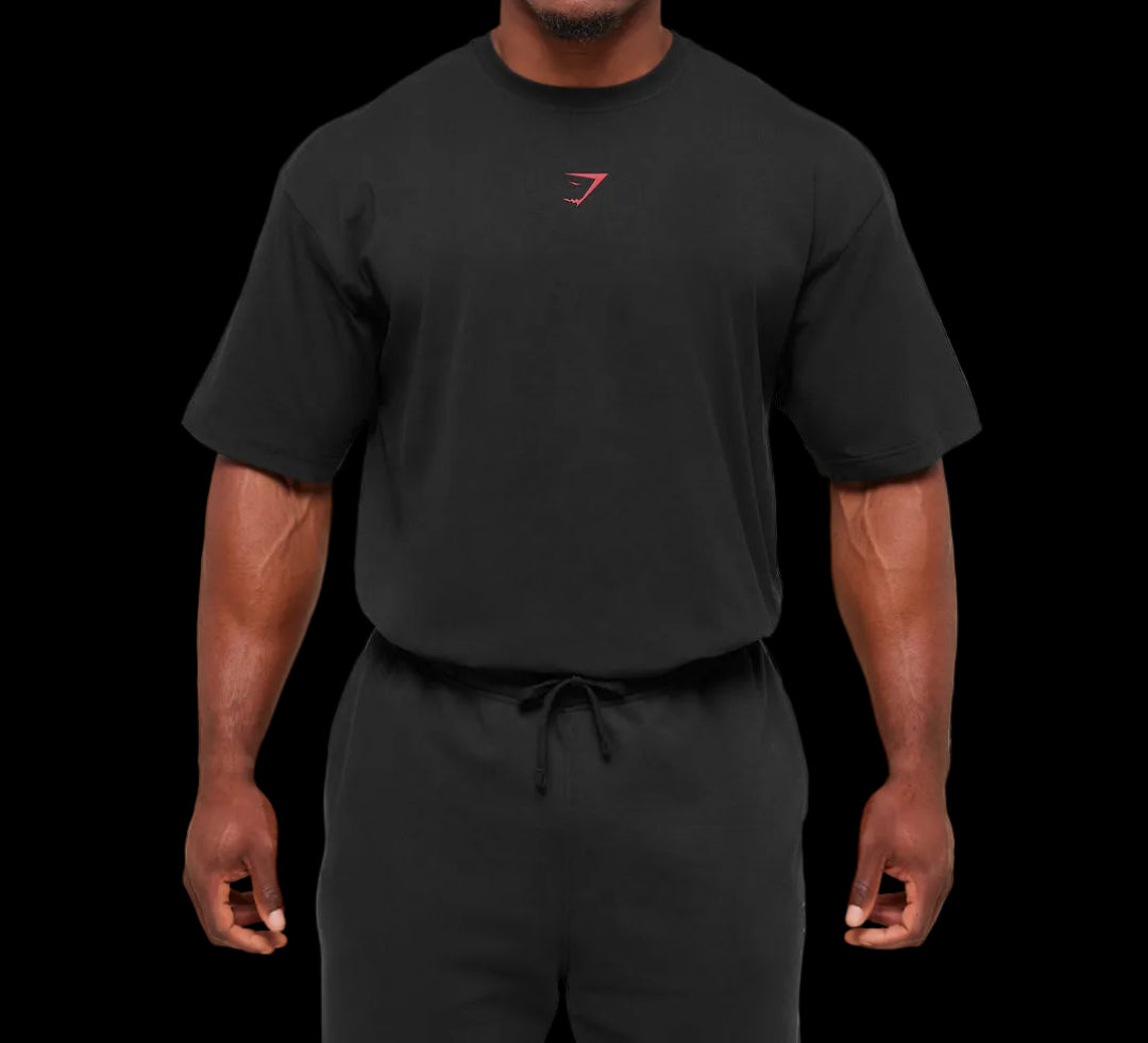 Gymshark power Tshirt Black/Conditioning Red