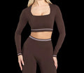 Gymshark Contrast Seamless Crop Top Heritage Brown