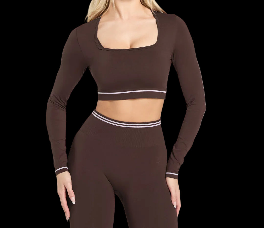 Gymshark Contrast Seamless Crop Top Heritage Brown