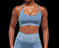 Gymshark Apex Seamless Strappy Sports Bra Worn Blue