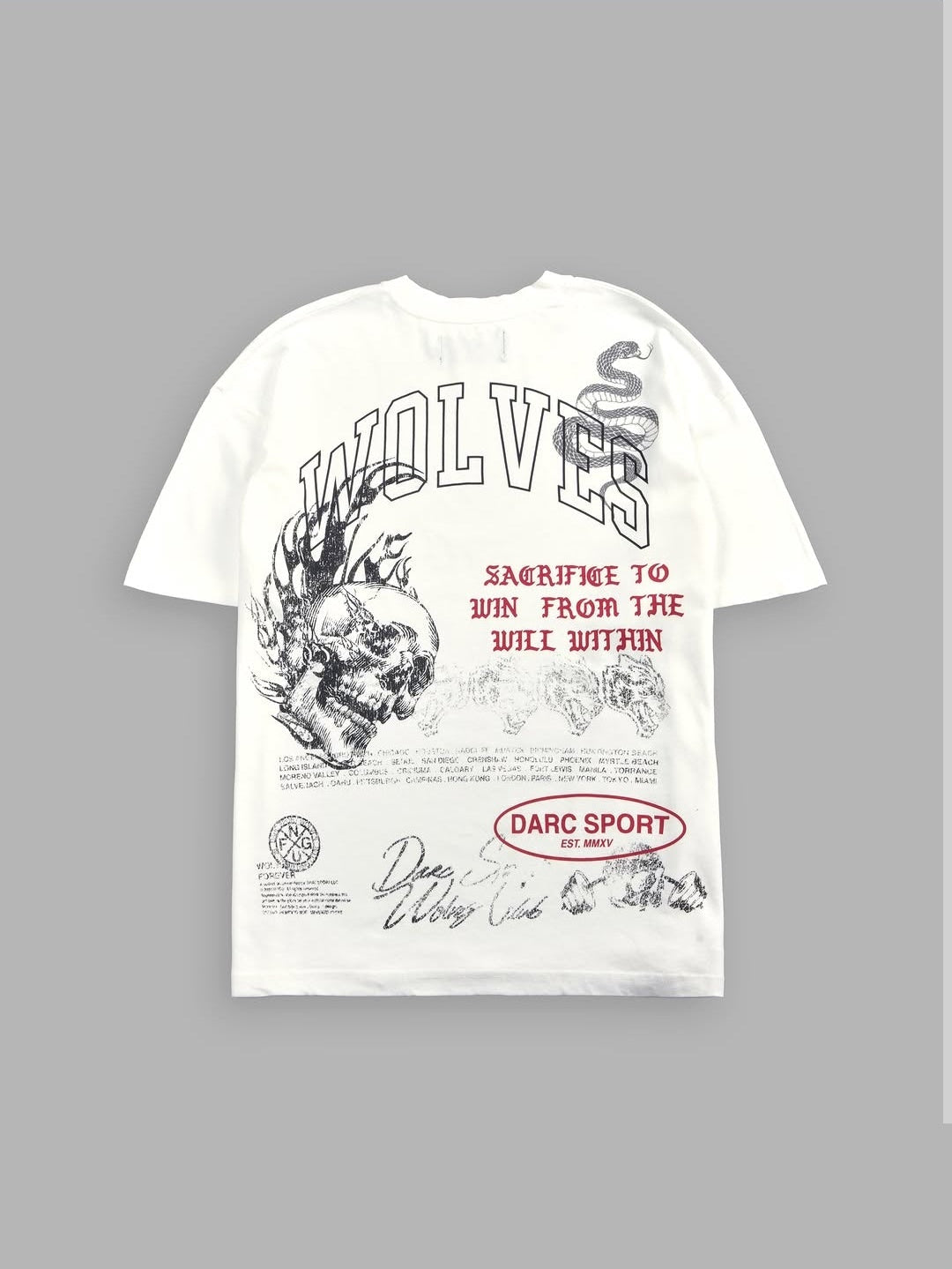DarcSports Flame Skull Premium Oversized Tee inCream
