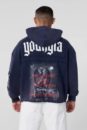 YoungLA Patch Hoodie Blue