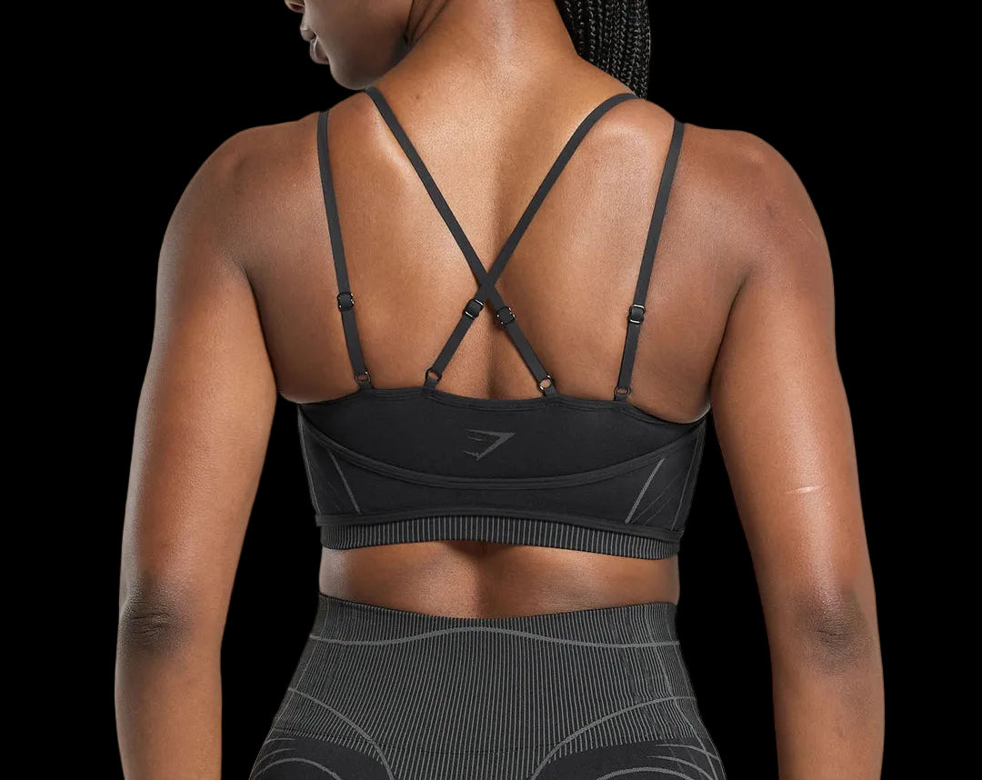 Gymshark Apex Seamless Strappy Sports Bra Worn Black