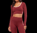 Gymshark Piping Long Sleeve Crop Top Sets Red